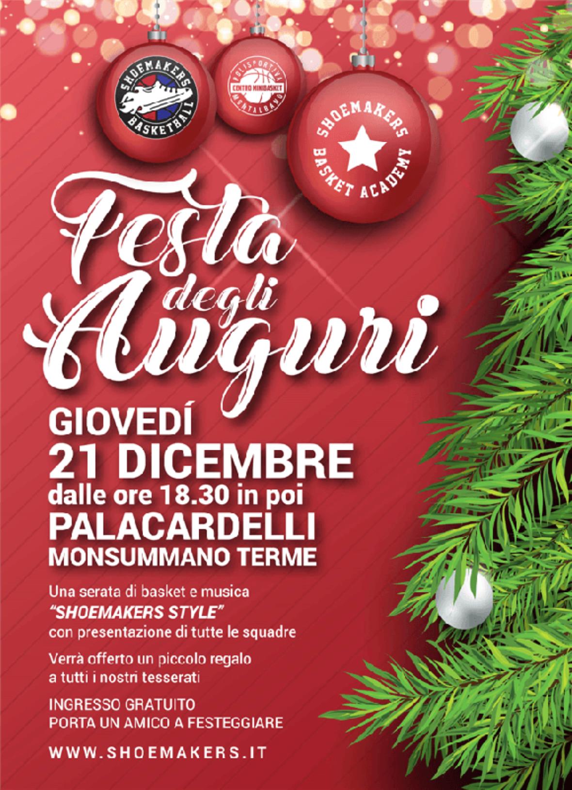 Giovedi 21 Dicembre Festa degli Auguri Shoemakers